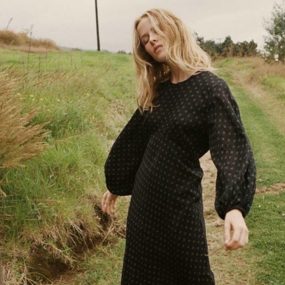 Doen Black Maxi Dress with Subtle Pattern
